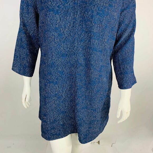 Gap Womans Sz XL Dress Blue Abstract 3/4 Sleeve Pockets V Neck Pockets - Picture 3 of 8